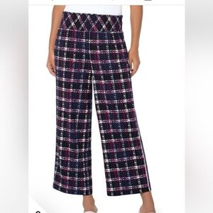NWT Liverpool Los Angeles plaid smocked top pant Sz s